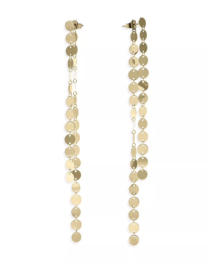 Lana Jewelry 14K Yellow Gold Disc Chain Front to Back Drop Earrings