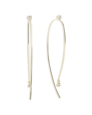 Lana Jewelry 14k Yellow Gold Diamond Upside Down Hoop Threader Earrings