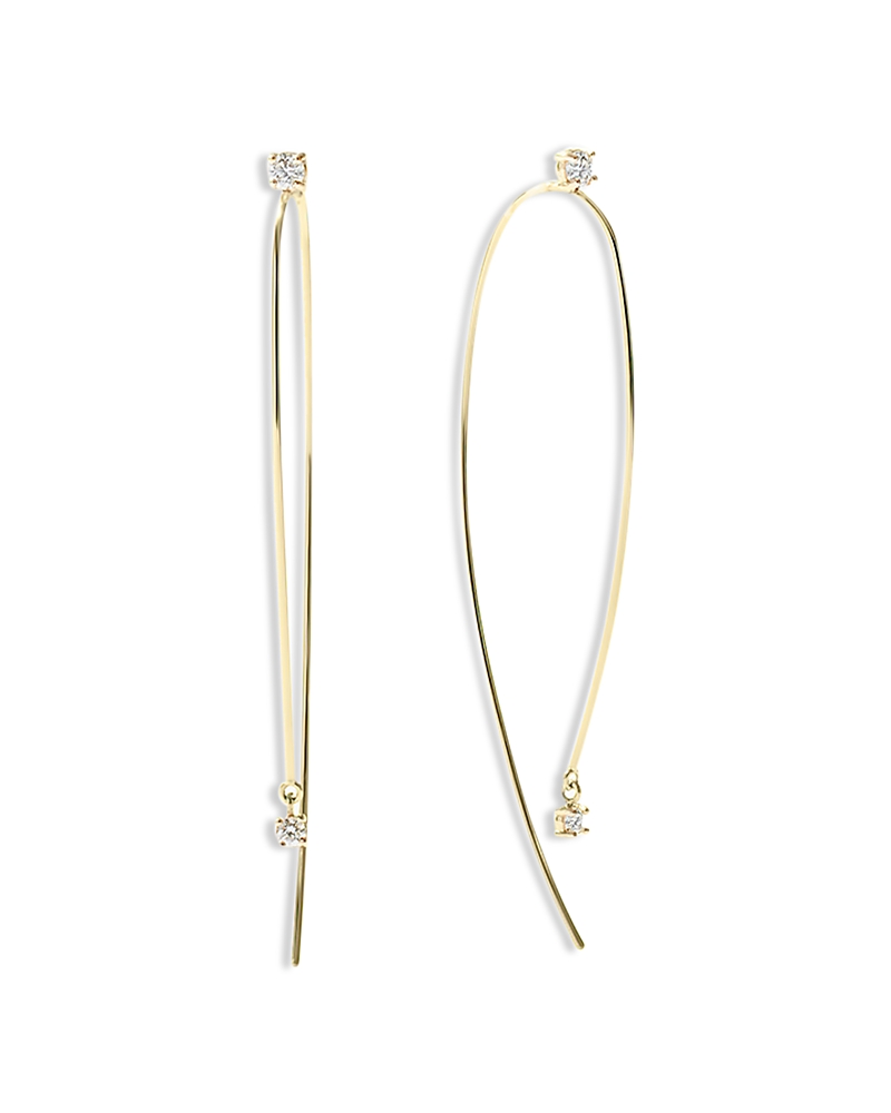 Lana Jewelry 14k Yellow Gold Diamond Upside Down Hoop Threader Earrings