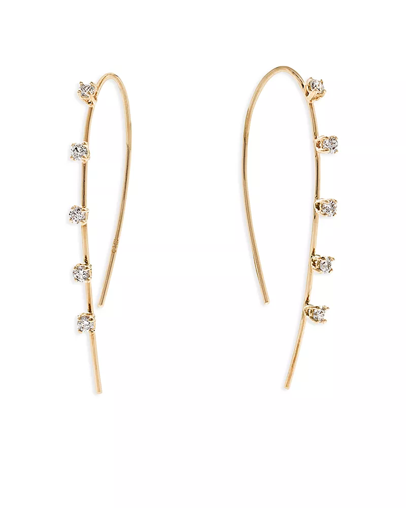 Lana Jewelry 14K Yellow Gold Diamond Threader Earrings