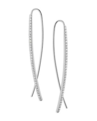 Diamond Pav&eacute; Threader Earrings in 14K White Gold, 0.66 tcw