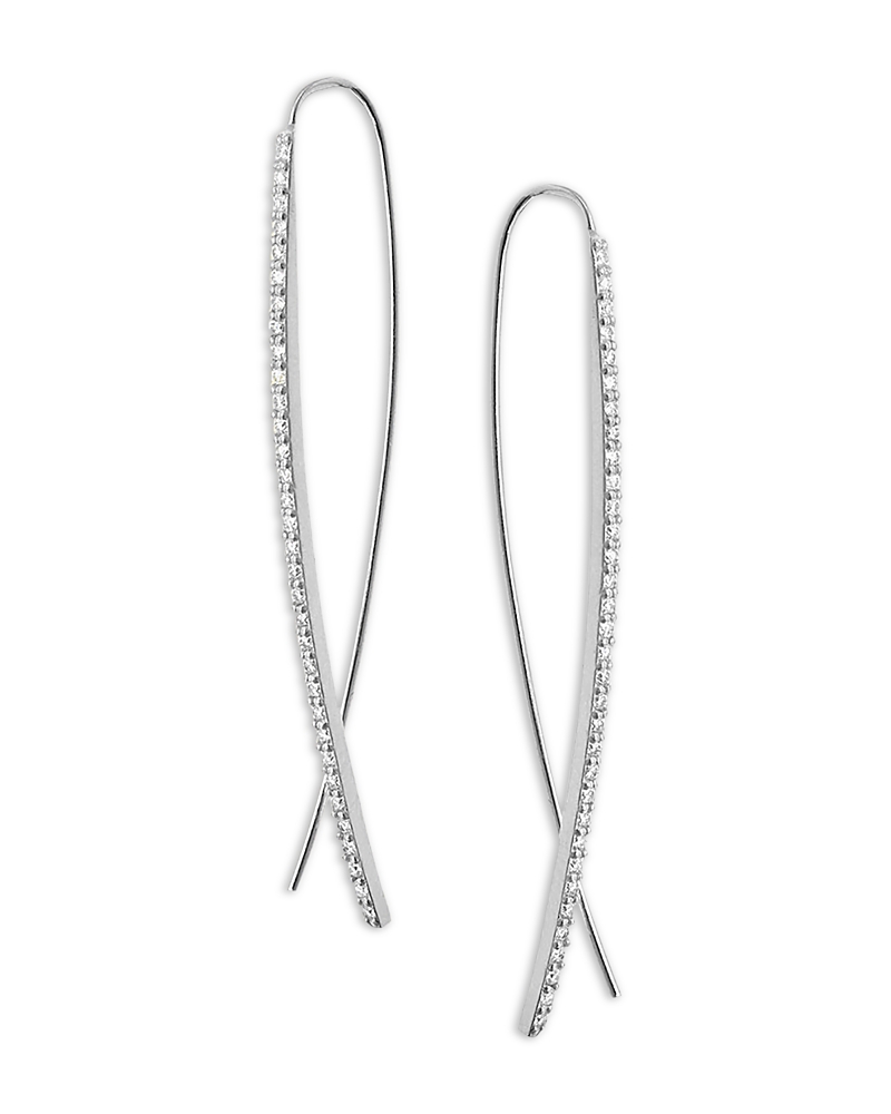 Lana Jewelry Diamond Pave Threader Earrings in 14K White Gold, 0.66 tcw