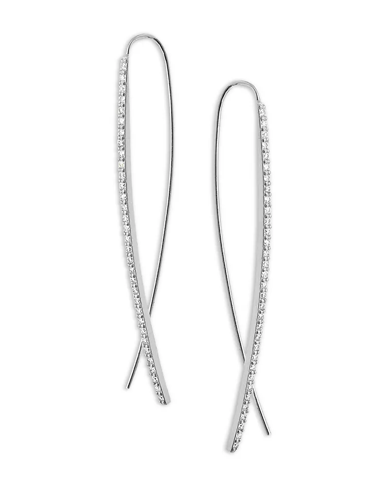 Lana Jewelry Diamond Pave Threader Earrings in 14K White Gold, 0.66 tcw
