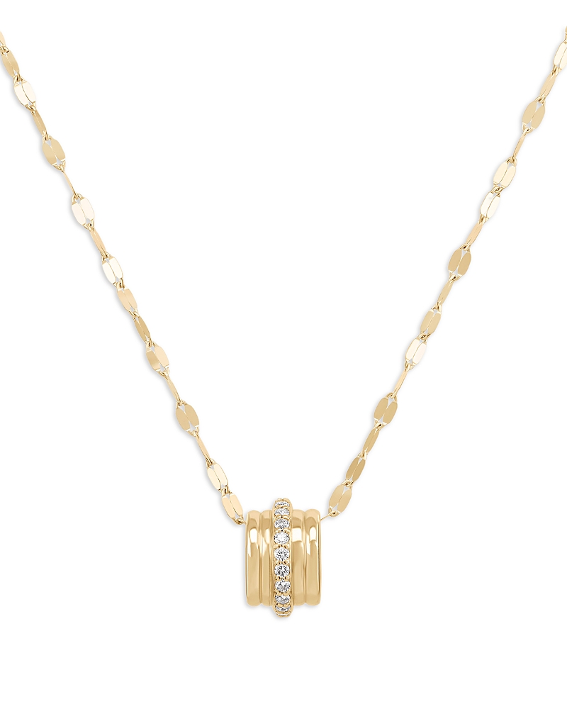 Lana Jewelry Diamond Pave Textured Ring Pendant Necklace in 14K Yellow Gold, 0.17 tcw