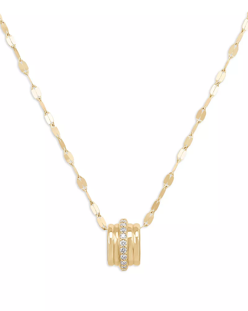 Lana Jewelry Diamond Pave Textured Ring Pendant Necklace in 14K Yellow Gold, 0.17 tcw