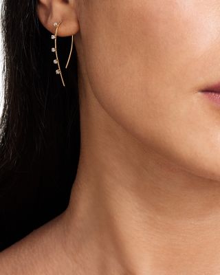 14K Yellow Gold Diamond Threader Earrings