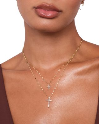 Diamond Baguette Cross Pendant Necklace in 14K Yellow or White Gold, 0.27 tcw