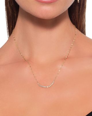 Baguette Diamond Tennis Section Necklace in 14K Yellow Gold, 0.3 tcw
