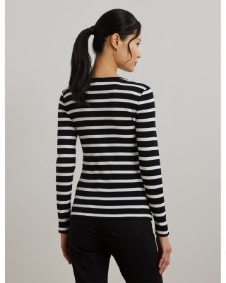 Cotton Long Sleeve Striped Tee