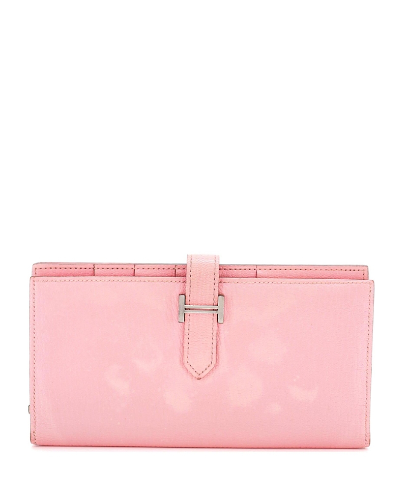 PRE-OWNED HERMES Pre-owned Hermes Long Bearn Wallet Chevre Mysore In Pink