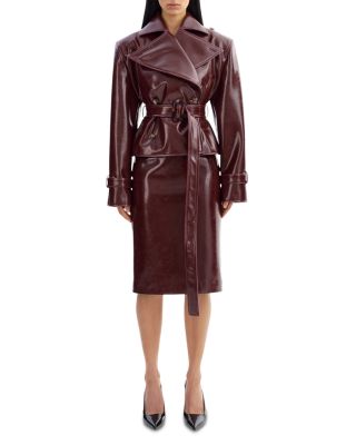 Ladies Belted Faux Leather Jacket