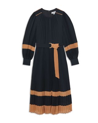 Tori Color Blocked Pleated Dress