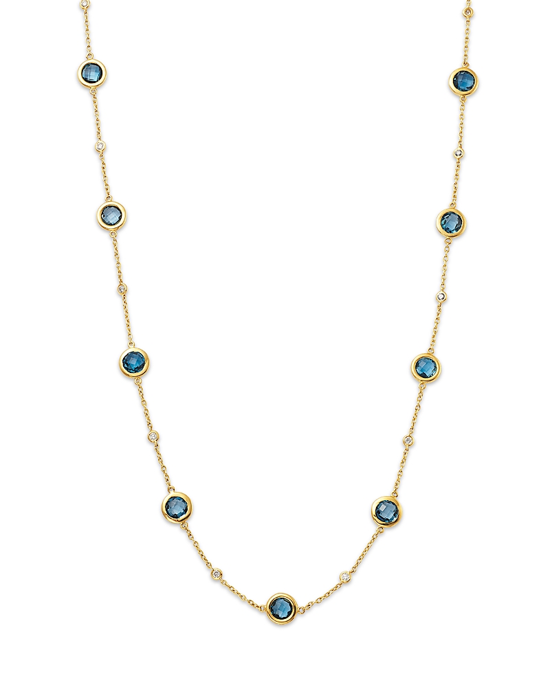 Bloomingdale's Fine Collection Blue Topaz & Diamond Station Collar Necklace in 14K Yellow Gold