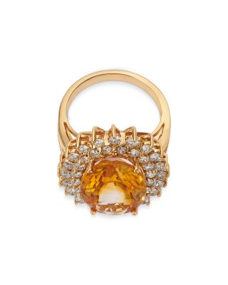 Citrine & Diamond Halo Ring in 14K Yellow Gold