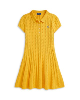 Girls' Cable Knit Cotton Polo Sweater Dress - Big Kid