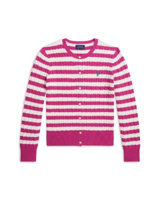 Girls' Striped Mini Cable Cotton Cardigan - Big Kid, Little Kid