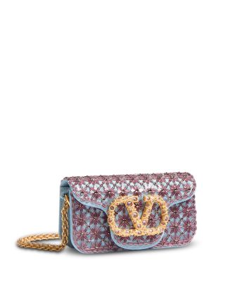 Locò Small Embellished VLogo Moir&eacute; Convertible Shoulder Bag