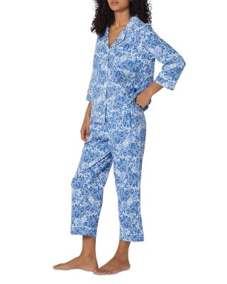 Floral Crop Three Quarter Sleeve Pajama Set