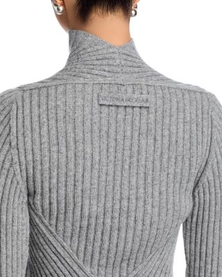 Draped Wool Blend Turtleneck Sweater