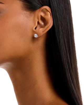 Certified Lab Grown Diamond Tulip Setting Stud Earrings in 18K White Gold, 2.0 tcw