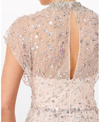 Crystal Drop Crystal-Embellished High-neck Maxi Dress