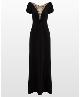 Empress Puff-sleeve Crystal-embellished Maxi Dress