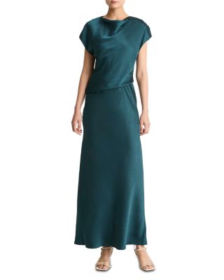 Draped Cap Sleeve Maxi Dress