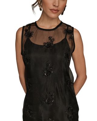 Embellished Organza Midi Dress