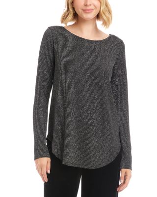 Metallic Shirttail Hem Sweater