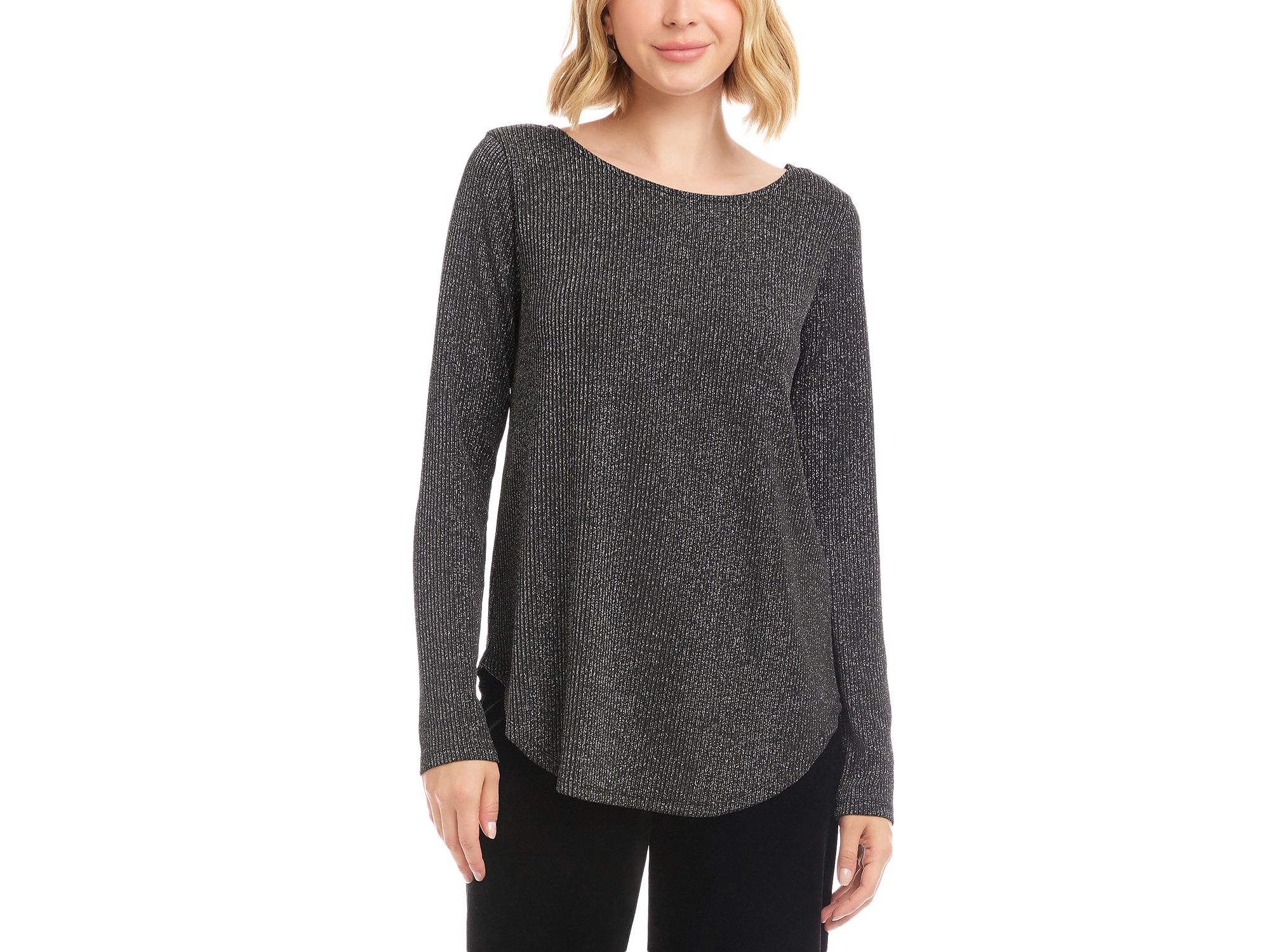 Metallic Shirttail Hem Sweater - Image 1