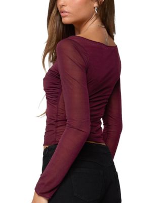 Oona Sheer Gathered Long Sleeve Top
