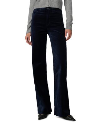 The Mia High Rise Wide Leg Velveteen Jeans in Maritime Blue