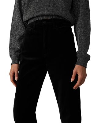 The Margot High Rise Straight Velveteen Jeans in Black