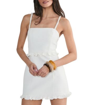 Ruched Strap Ruffle Tailored Mini Dress