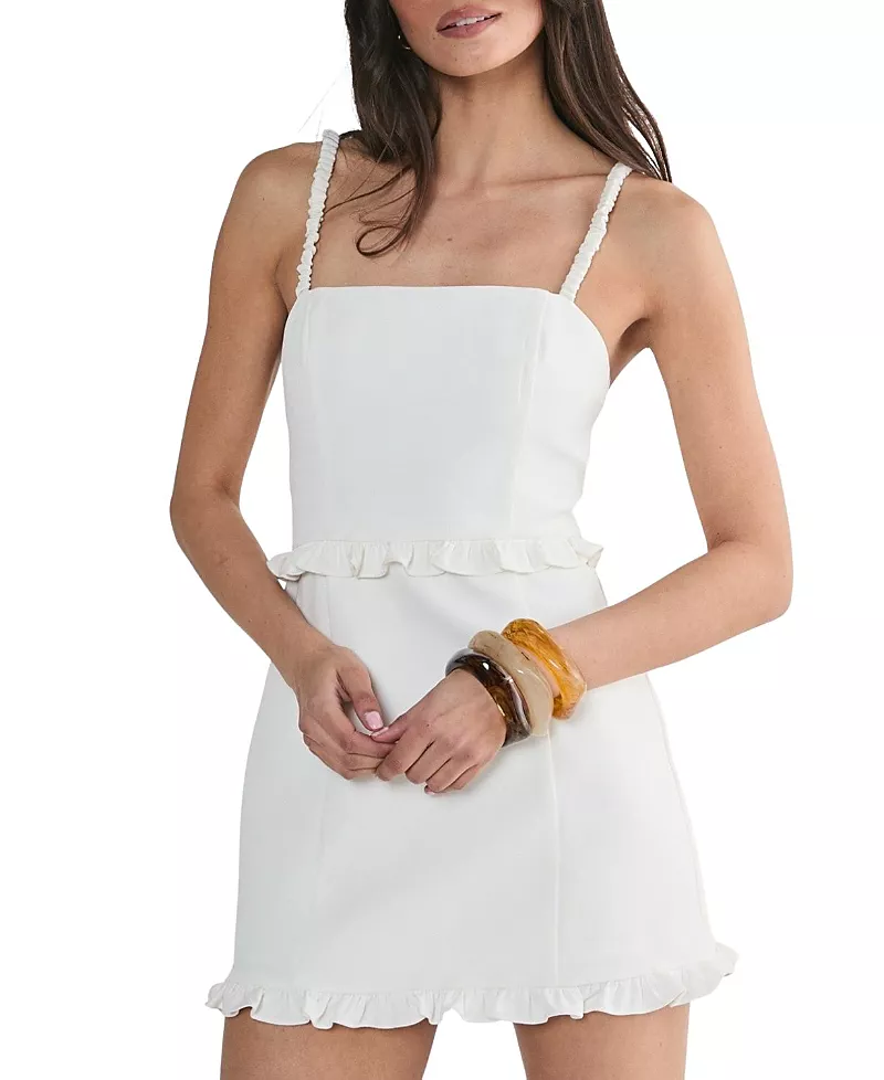 Nasty Gal Ruched Strap Ruffle Tailored Mini Dress
