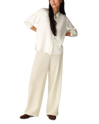 Silk Twill Mandarin Collar Top