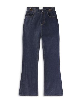 Kimberly Horsebit High Rise Flare Jeans in Helia