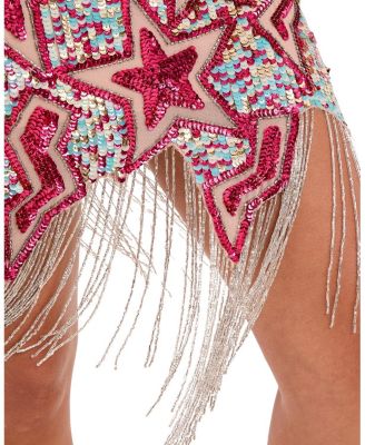 Star Embellished Tassel Hem Mini Dress