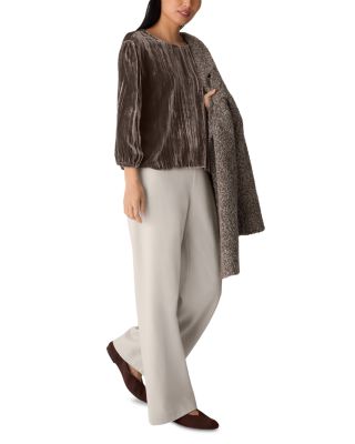 Crushed Velvet Round Neck Bubble Sleeve Top