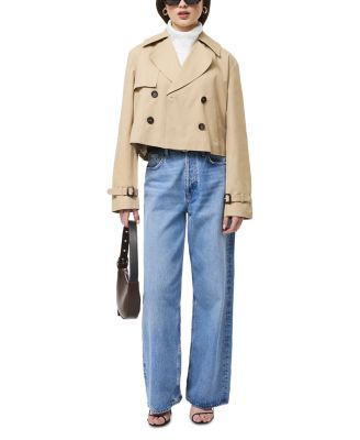 Cropped Twill Trench Coat