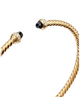 18K Yellow Gold Cable Spira&reg; Bracelet with Black Onyx & Diamonds