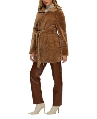 Reversible Shearling Zip Parka Coat