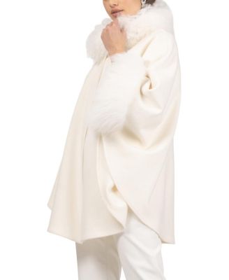 Cashmere & Wool Cape With Lamb Trim