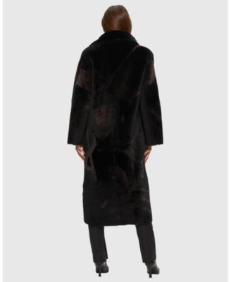 Merino Shearling Coat with Intarsia