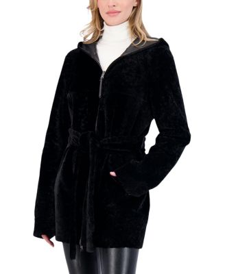 Reversible Shearling Zip Parka Coat
