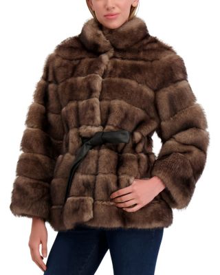  Faux Fur Sable Jacket With Belt