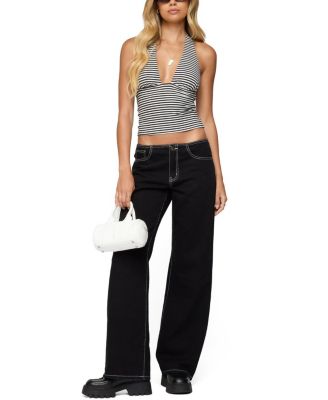  Sage Striped Halter Top