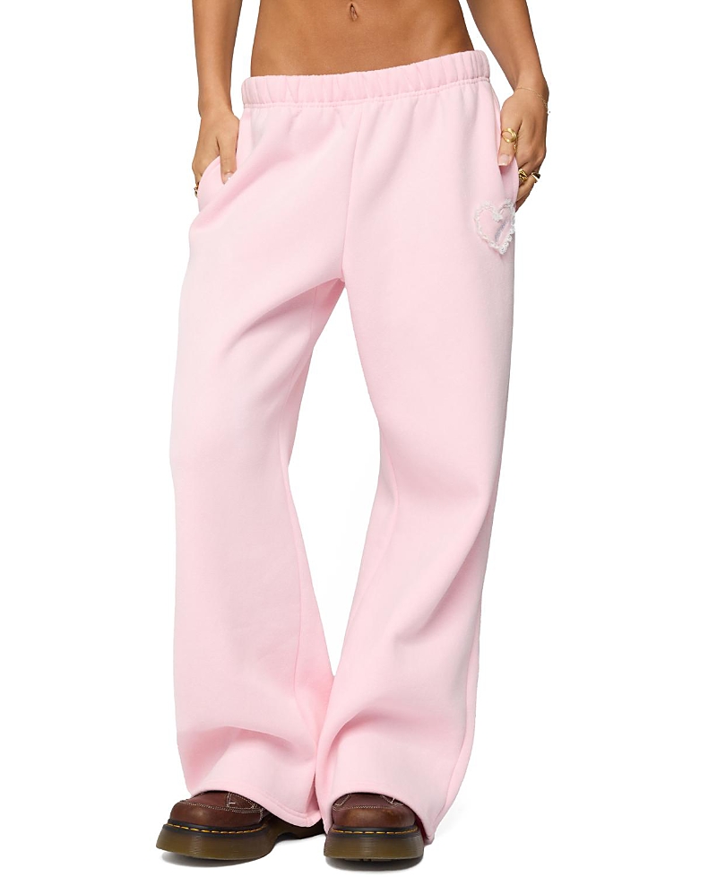 Edikted Wide Leg Sweatpants In Pink