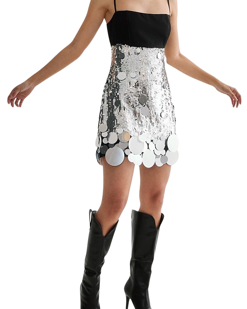 Nasty Gal Sequin Disc Hem Sleeveless Mini Dress