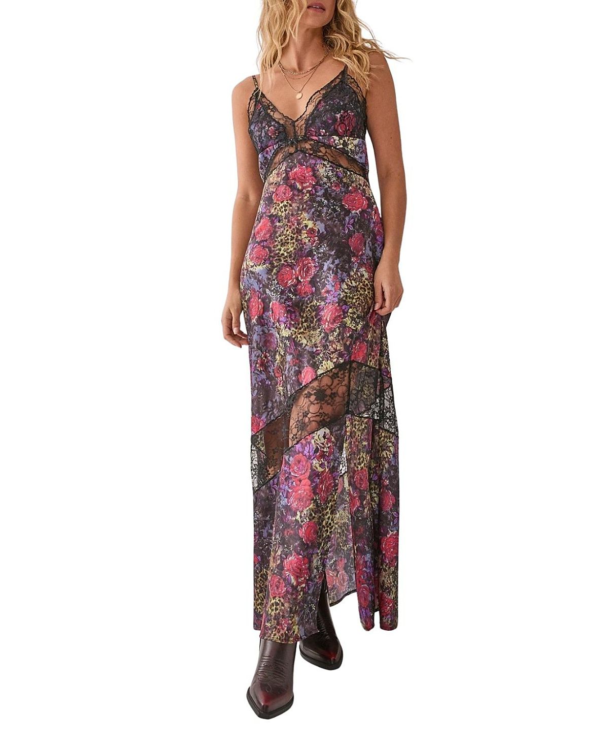 Nasty Gal Satin Lace Maxi Slip Dress
